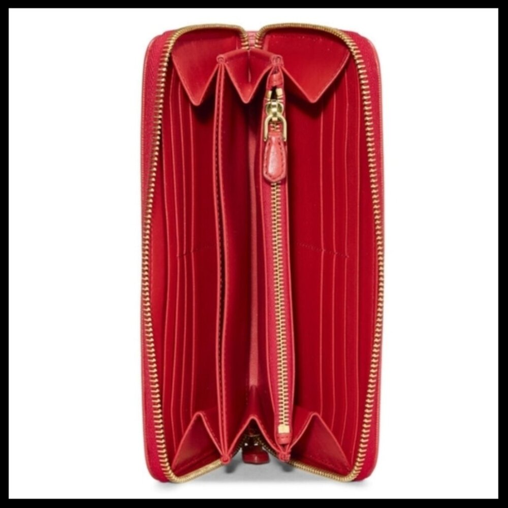 **HP** PRADA Red  Leather Zip Around Wallet - Picture 3 of 16